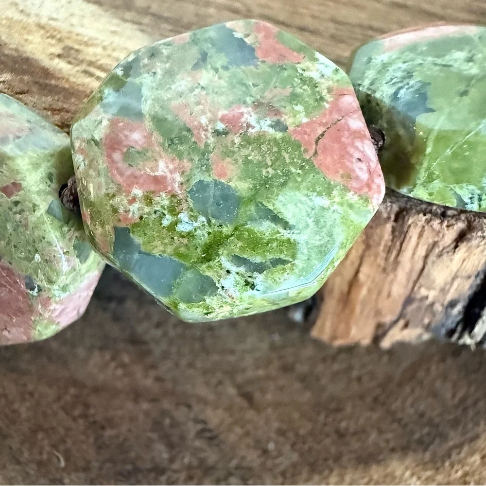 Unakite Octagon Gemstone Necklace - Picture 11 of 11